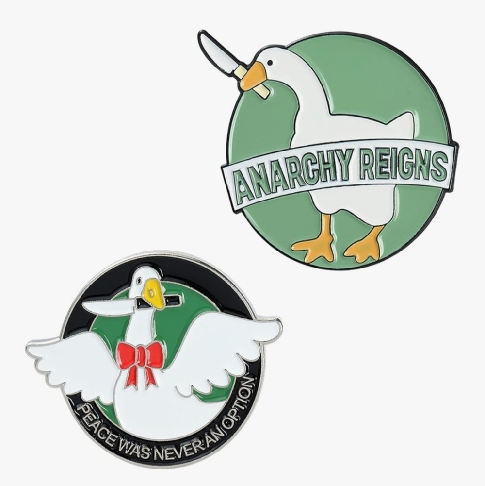 Goose Enamel Pins Set - Green and White
